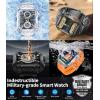 imageLIGE Military Smart Watches for Men Bluetooth Mens Smart Watch 196quot Tactical Smart Watches Fitness Watch with 70SportsHeart RateBlood PressureSleep Waterproof Rugged Smartwatch 3 Straps