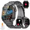 imageLIGE Military Smart Watch for Men 3 Straps Fitness Tracker with 100SportsHeart RateSleep5 ATM 196quot Tactical Smart Watches Mens Smart Watch MakeAnswer Call Compatible Android iPhoneBlack SteelSiliconeLeather