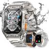 imageLIGE Military Smart Watches for MenCall ReceiveDial with 3 Straps196quotHD Big AMOLED Rugged Smartwatch for iPhone Android PhoneFitness Tracker 5ATM WaterproofHeart RateSleep MonitorSilver watchSilver stainless steelbrown leathergrey silicone