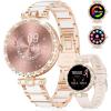 imageLIGE Smart Watches for Women with Diamonds for Android iOS 119quot AMOLED Smartwatch with 247 Heart Rate Sleep Monitor IP68 Waterproof MakeAnswer Call 110 Sport Modes Ceramic Strap Rose Gold
