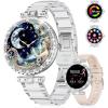 imageLIGE Smart Watches for Women with Diamonds for Android iOS 119quot AMOLED Smartwatch with 247 Heart Rate Sleep Monitor IP68 Waterproof MakeAnswer Call 110 Sport Modes Ceramic Strap Silver