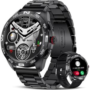 imageLIGE Military Smart Watch for Men132quot HD Smartwatch for AnswerMake Call Fitness Activity Tracker IP68 WaterproofHeart RateBlood PressureSpO2 MonitorMens Smart Watches for Android iOS