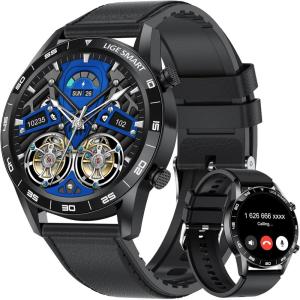 imageLIGE Smart Watch for Men AnswerMake Call 143quot AMOLED Smartwatch for Android iOS Heart Rate Blood Oxygen Sleep Monitor Step Counter IP68 Waterproof 100 Sport Modes Outdoor Fitness Watch 400mAh