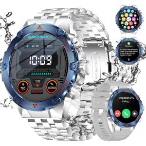 imageLIGE Smart Watch for Men Bluetooth Call 143quot AMOLED Fitness Tracker 107 Sport Modes StepCalorieSpO2Heart RateSleep Monitor 5ATM Waterproof Military Smartwatch for Android iOS 400mAh