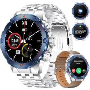 imageLIGE Smart Watch for Men Bluetooth CallDial 143quot AMOLED Screen Fitness Tracker with StepCalorieSpO2Heart RateSleep IP68 Waterproof Military Smartwatch for Android iOS