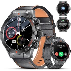 imageLIGE Smart Watch for Men Bluetooth CallampampNotification 143quot AMOLED Fitness Tracker StepCalorieSpO2Heart RateSleep Monitor IP68 Waterproof Military Tactical Smartwatch for Android iOS 400mAh
