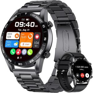 imageLIGE Smart Watch for Men with Bluetooth CallMessage Notification 143quot AMOLED 113 Sport Mode Fitness Tracker Calorie Heart Rate Sleep Monitor 400mAh IP68 Waterproof Smartwatch for Android iOS Phone