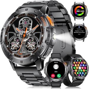 imageLIGE Smart Watch for Men with Flashlight143quot Smartwatch with Always Display100 Sports Modes530mAHHealth TrackerIP68 Waterproof Smart Watch for Android iOS BlackBlackEF5L