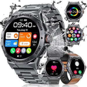 imageLIGE Smart Watch for Men3 Straps 120 Sports Modes Fitness Watch 143quot AMOLED Rugged Smart Watch Tactical Smart Watches for Android iOS Heart RateSleepBlood PressureBuletooth AnswerCalling