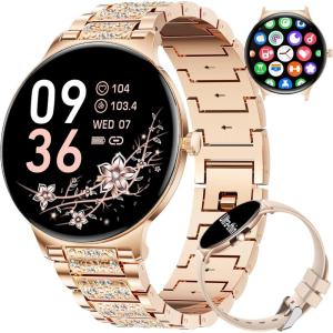imageLIGE Smart Watch for Women2 Bands 143quot HD AMOLED Slim Smartwatch for Android iOSFitness Tracker with 120 Sport ModesIP68 WaterproofSleep MonitorSilverFV12A