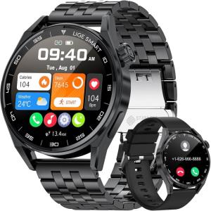 imageLIGE Smart Watches for Men AnswerMake Call 139quot HD Smartwatch for Android iOS IP68 Waterproof 111 Sport Modes Outdoor Fitness Tracker Calorie Step Heart Rate SpO2 Sleep Monitor 300mAh 2 Straps