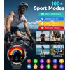 imageLIGE Military Smart Watches for Men3 Bands1000mAh185 HD Large Screen Smartwatch Flashlight110 Sports ModesIP68 WaterproofSleep Monitor Fitness Tracker Watch for Android iOSJet BlackEF13E