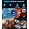 imageLIGE Military Smart Watches for Men3 Bands1000mAh185 HD Large Screen Smartwatch Flashlight110 Sports ModesIP68 WaterproofSleep Monitor Fitness Tracker Watch for Android iOSJet BlackEF13E