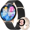 imageLIGE Smart Watch for Women 143 AMOLED Screen Smartwatch with AnswerMake Call for iPhoneAndroidSamsungFitness Tracker with 120 Sport Modes SleepHealth Monitor IP68 Waterproof2 BandsSilverBlack Mesh  Apricot Silicone